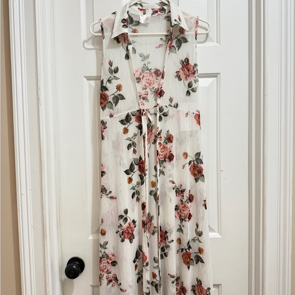 Siren Lily Floral Sleeveless Dress - White and Pink